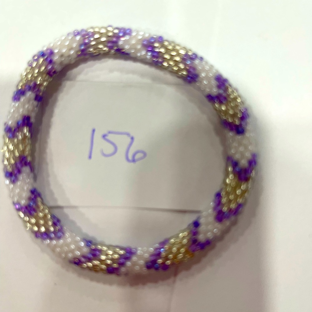 Sashka seed bead bracelet $9 each or bundle & save 5/$30. Purple, gold and white